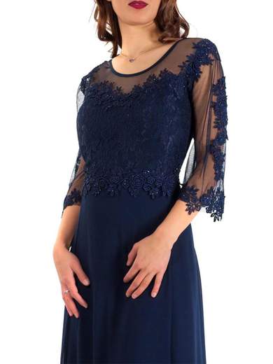 Abito cerimonia lungo con maniche taglie comode mamma sposa o sposo