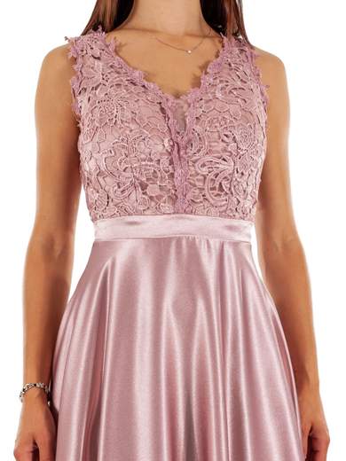 Abito Cerimonia Lungo Donna In Raso Damigelle 3846 Slim