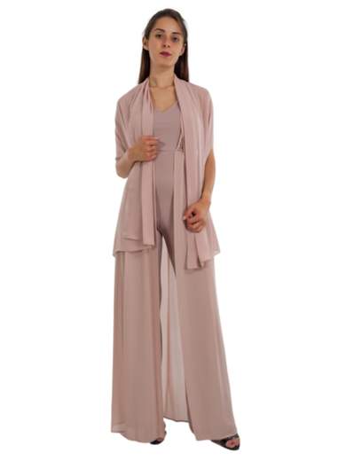 STRABELLO CERIMONIA Tuta Elegante Da Cerimonia Jumpsuit In Chiffon E Paillettes