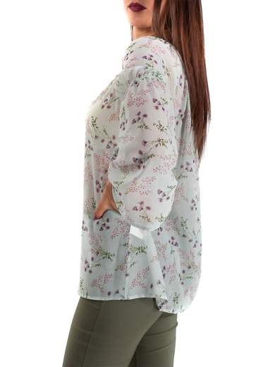 CARMEN Blusa donna a fantasia fiori scollo a barca in georgette