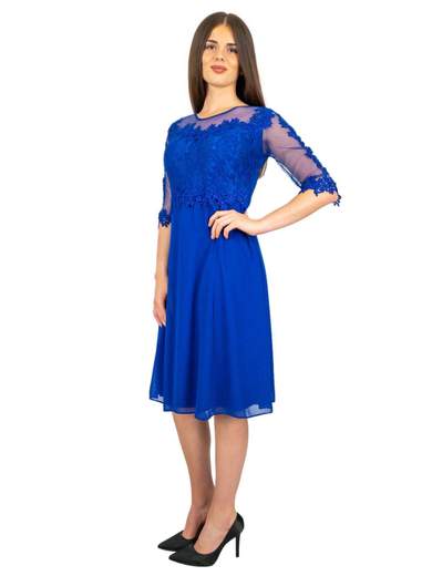 Abito Cerimonia Donna Corto Elegante con Pizzo e Strass