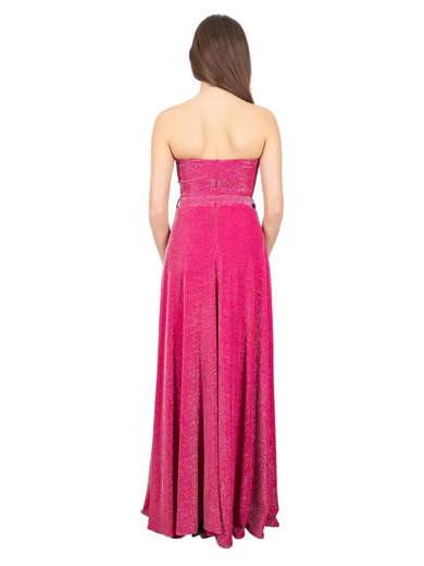 Abito cerimonia lungo a pantaloncino glitterato con spacco
