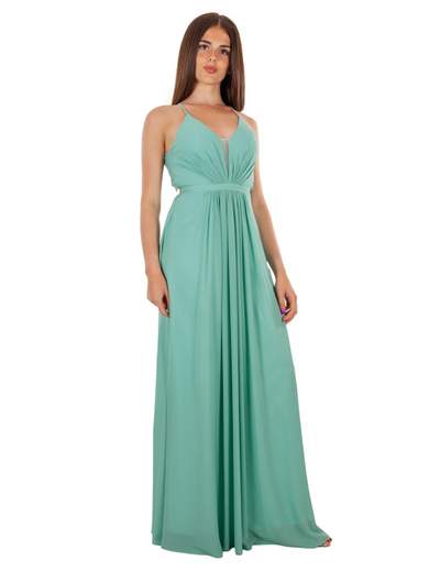 Abito Lungo da Cerimonia con Schiena Scoperta e Scollo Profondo