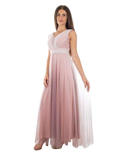 Abito lungo da cerimonia in tulle stile impero