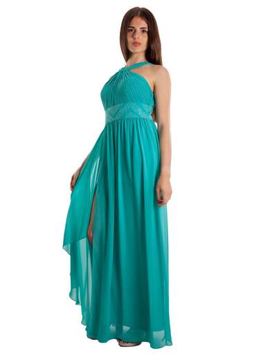 Abito da cerimonia lungo elegante stile impero con spacco