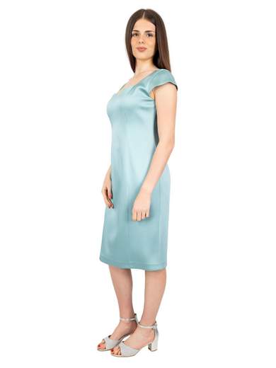 Abito da cerimonia corto in raso per signora con spolverino