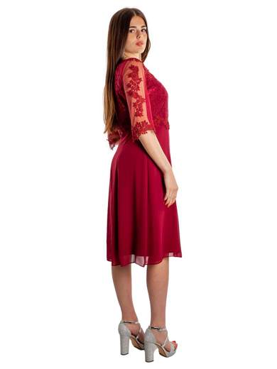 Abito Cerimonia Donna Corto Elegante con Pizzo e Strass