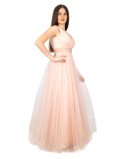 Abito da cerimonia lungo elegante stile impero in tulle