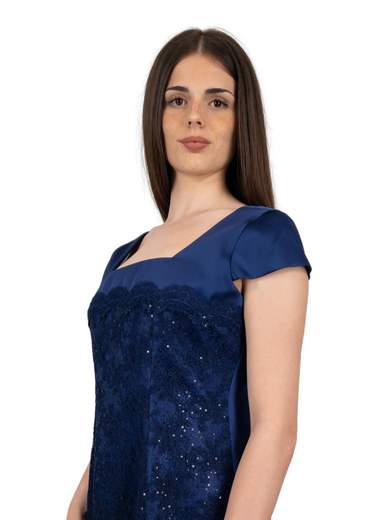 Sologioie Curvy Abito Da Cerimonia Per Signora Corto Elegante Curvy In Pizzo