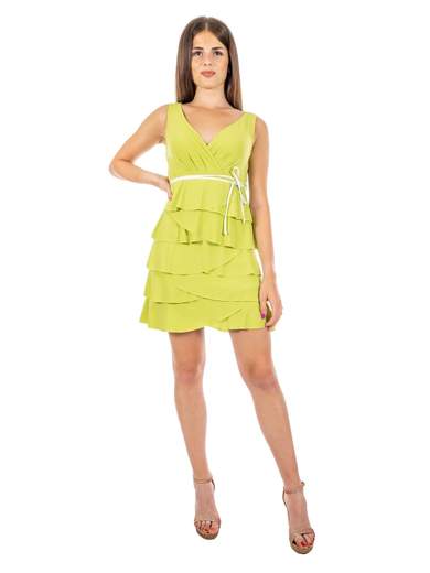 Abito a balze Rinascimento corto scollo a v casual donna