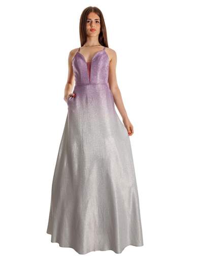 Abito da cerimonia lungo glitterato elegante stile principessa