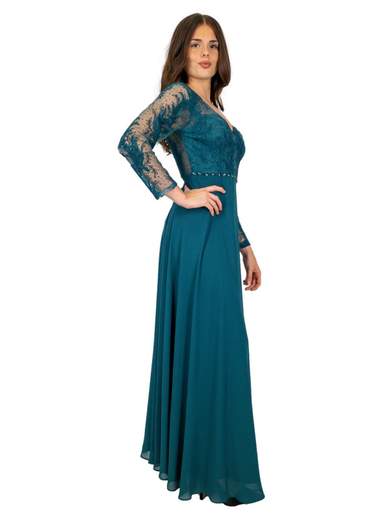 Abito lungo cerimonia manica lunga per mamma sposa o sposo