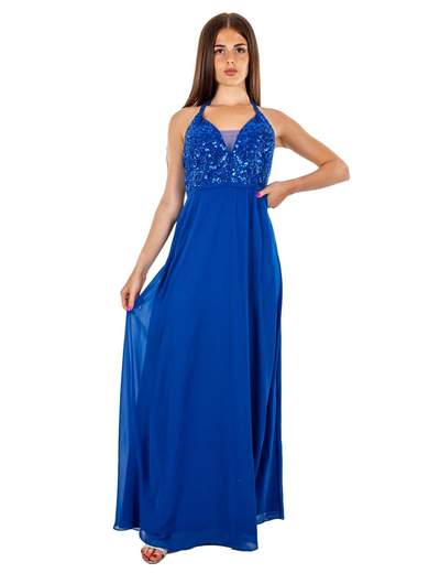 Sologioie Abito Lungo Elegante Cerimonia Donna Impero Con Paillettes
