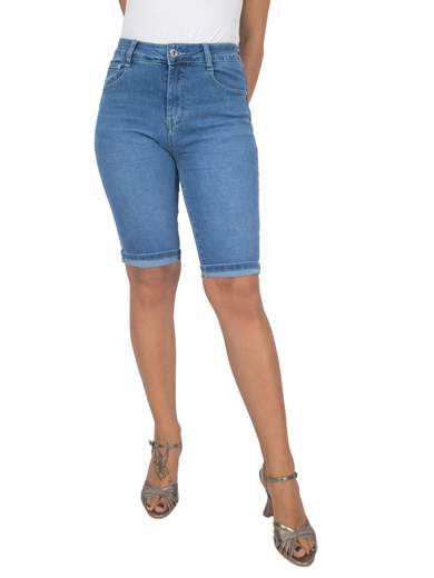 Bermuda jeans donna femminile elasticizzato con tasche