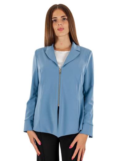 KITANA Blazer Donna Curvy Con Zip Giacca Elegante In Crepe Sfoderata