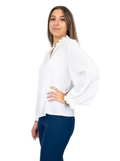 Blusa elegante per cerimonia in georgette maniche plissettate