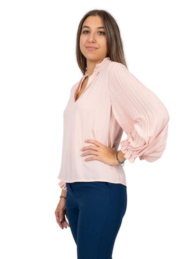 Blusa elegante per cerimonia in georgette maniche plissettate