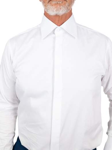 Camicia bianca uomo con polso gemello e collo italiano