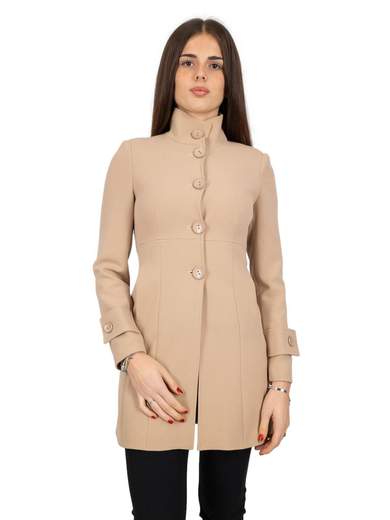 Cappotto Donna Corto Sciancrato Elegante con Collo Alto