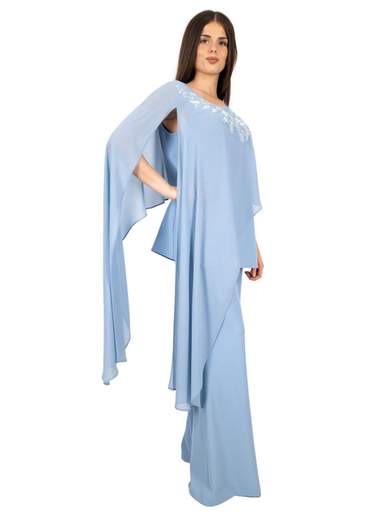 Completo pantalone donna elegante cerimonia con top e mantella