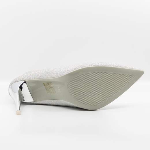 Décolleté argento glitter tacco lucido cm 11 e mezzo 8380