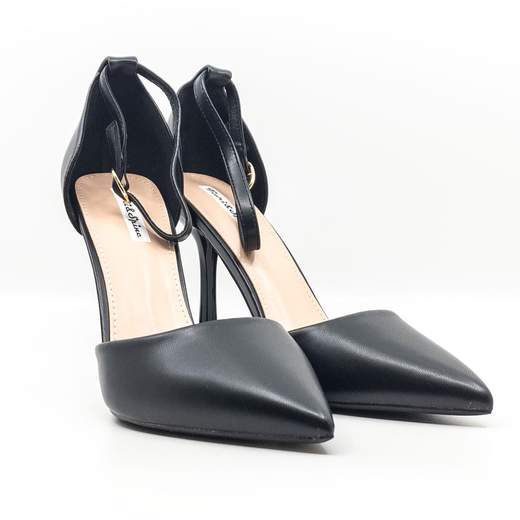 Fiori e spine Décolleté Nera A Punta Con Cinturino E Tacco Sottile 8403-nero