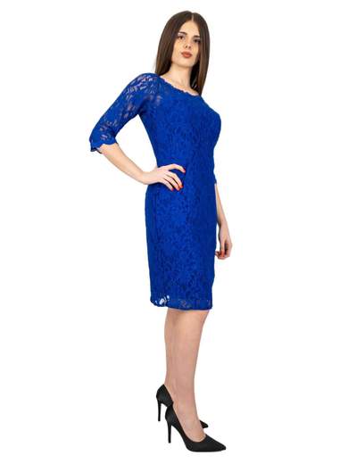 Sologioie Curvy Tubino Cerimonia Donna Elegante In Pizzo Corto Glitterato