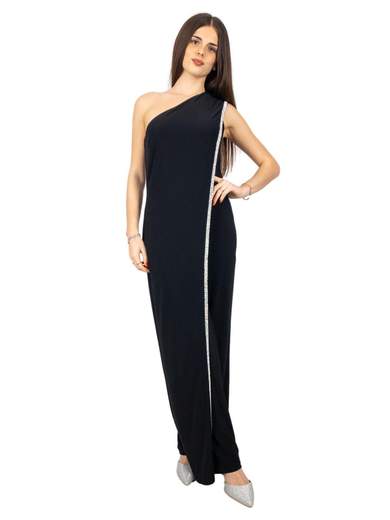 Tuta elegante per cerimonia jumpsuit monospalla con strass