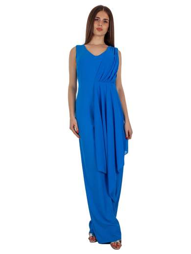 Tuta intera elegante curvy per cerimonia con voile laterale