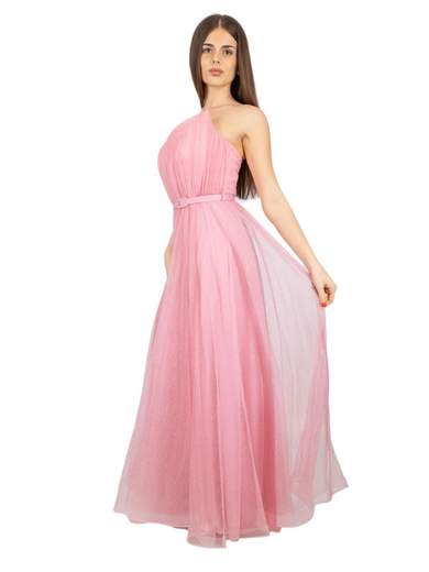 Bianca Brandi Vestito Da Cerimonia Lungo In Tulle Glitterato Con Spacco