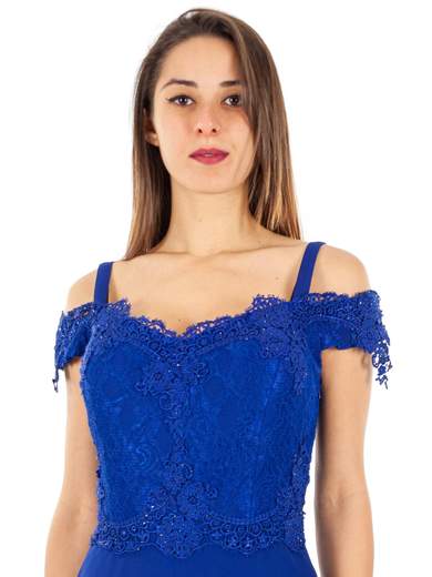 Abito da cerimonia lungo donna con scollo omerale elegante