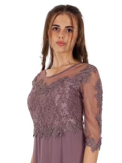 Abito Cerimonia Donna Corto Elegante con Pizzo e Strass