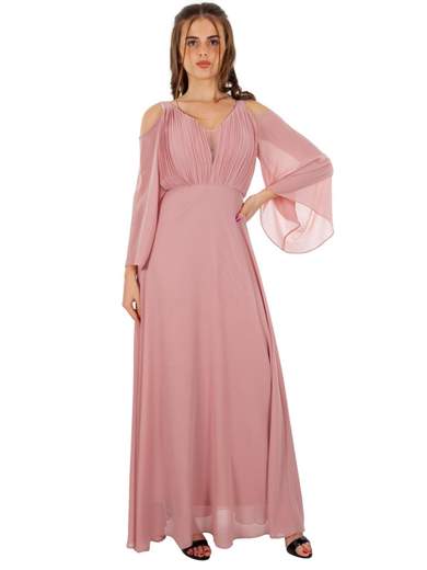 Abito lungo elegante cerimonia manica lunga stile impero