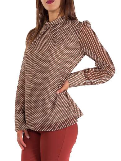 CARMEN Blusa Elegante Donna Fantasia Manica Lunga Chiffon