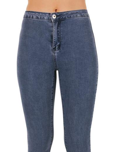 Jeans Crop Donna Vita Alta Skinny Push Up Stretti Elasticizzati