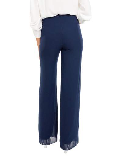 Pantalone elegante a vita alta largo in chiffon