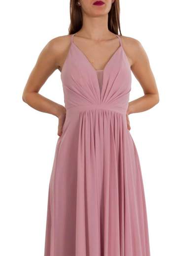 Abito Lungo da Cerimonia con Schiena Scoperta e Scollo Profondo