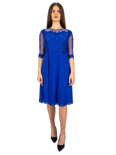 Abito Cerimonia Donna Corto Elegante con Pizzo e Strass