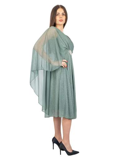JEAN CRYÒ Abito Cerimonia Corto Glitterato In Chiffon Taglie Forti