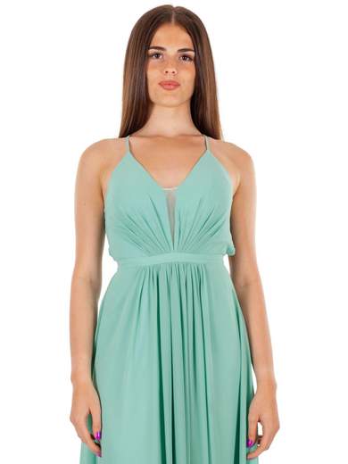 Abito Lungo da Cerimonia con Schiena Scoperta e Scollo Profondo