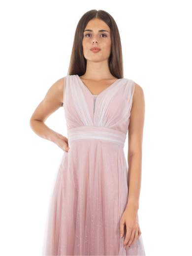 Abito lungo da cerimonia in tulle stile impero