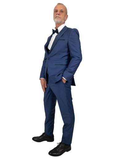 Abito cerimonia uomo slim fit Drop 6 con panciotto fascia e papillon