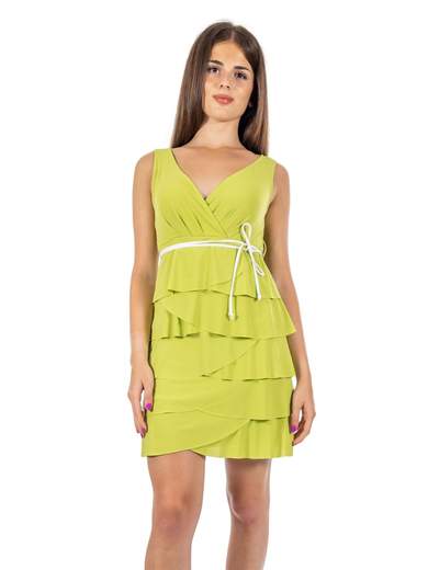 Abito a balze Rinascimento corto scollo a v casual donna