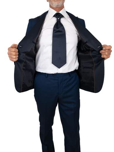 Abito doppiopetto revers a lancia in raso slim fit drop 8