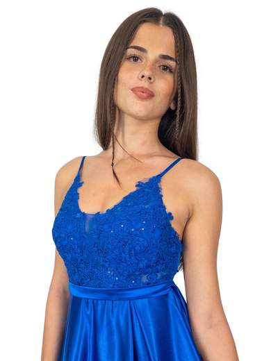 STRABELLO CERIMONIA Abito Lungo da Cerimonia con Corpetto in Pizzo e Gonna in Raso A29799-4157-GLORIA