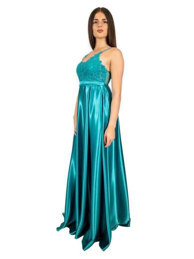 STRABELLO CERIMONIA Abito Lungo da Cerimonia con Corpetto in Pizzo e Gonna in Raso A29799-4157-GLORIA
