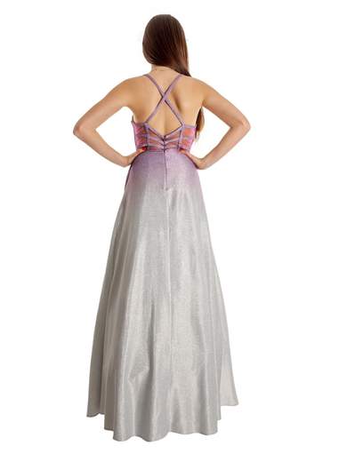 Abito da cerimonia lungo glitterato elegante stile principessa