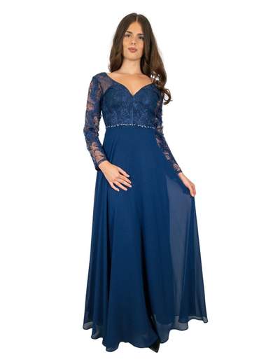 Abito lungo cerimonia manica lunga per mamma sposa o sposo