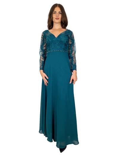 Abito lungo cerimonia manica lunga per mamma sposa o sposo