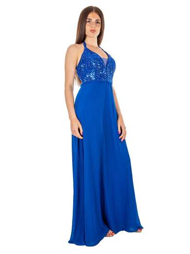Sologioie Abito Lungo Elegante Cerimonia Donna Impero Con Paillettes